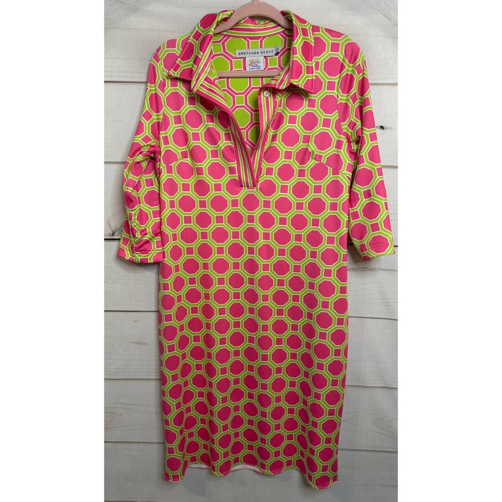 Gretchen Scott Designs Pink and Lime Geometric Tunic